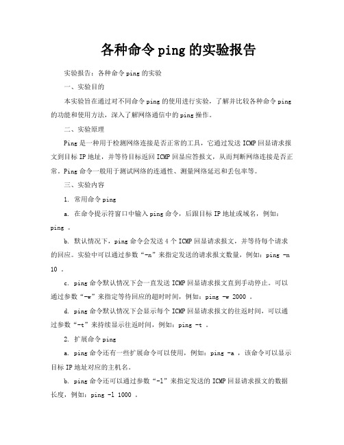 各种命令ping的实验报告