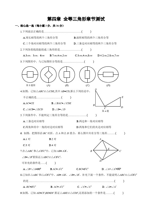 北师大版七年级数学下册第四章 三角形 章节测试(含答案)