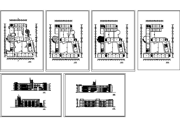 某地高中学校宿舍楼全套建筑设计方案cad图纸（含各层平面图，立面图）