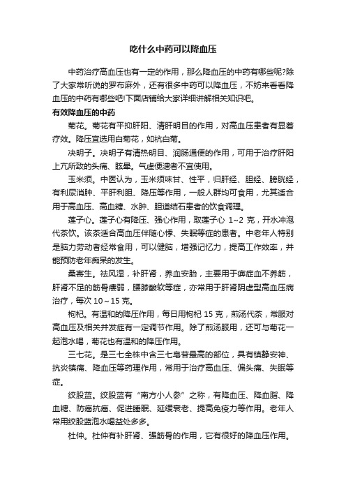 吃什么中药可以降血压