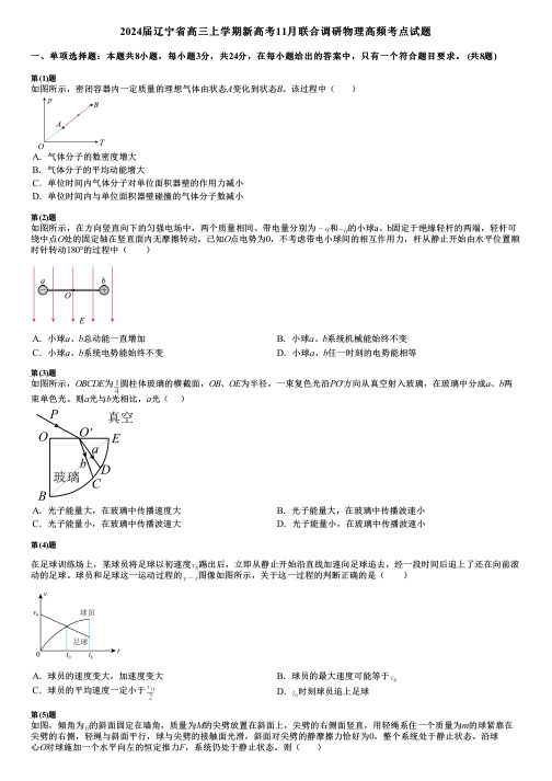 2024届辽宁省高三上学期新高考11月联合调研物理高频考点试题