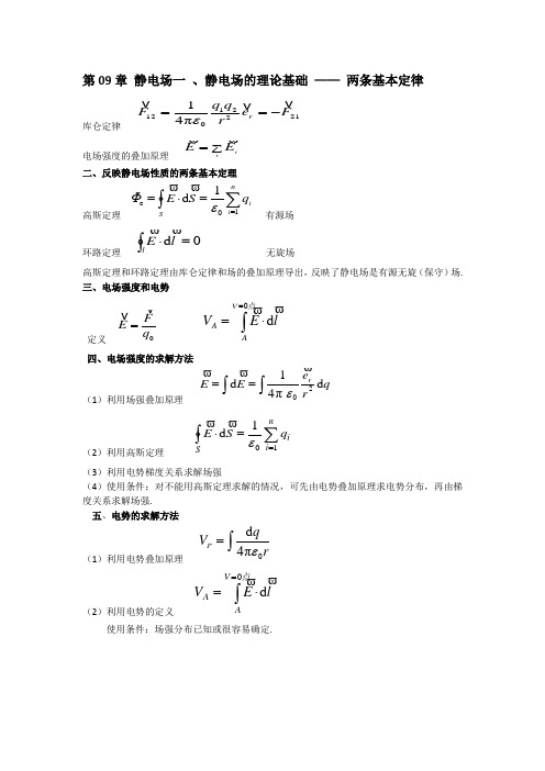 物理下期末考试必背公式整合分解