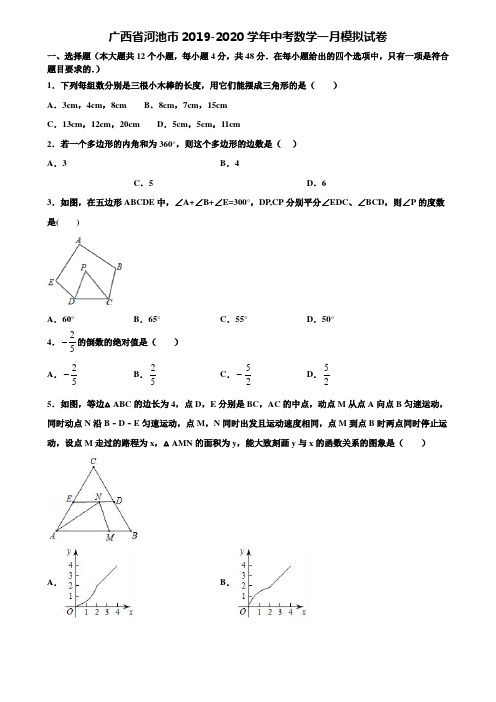 广西省河池市2019-2020学年中考数学一月模拟试卷含解析