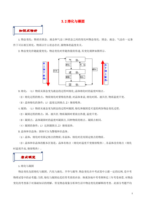 八年级物理上册3.2熔化和凝固知识点与考点解析新版新人教版