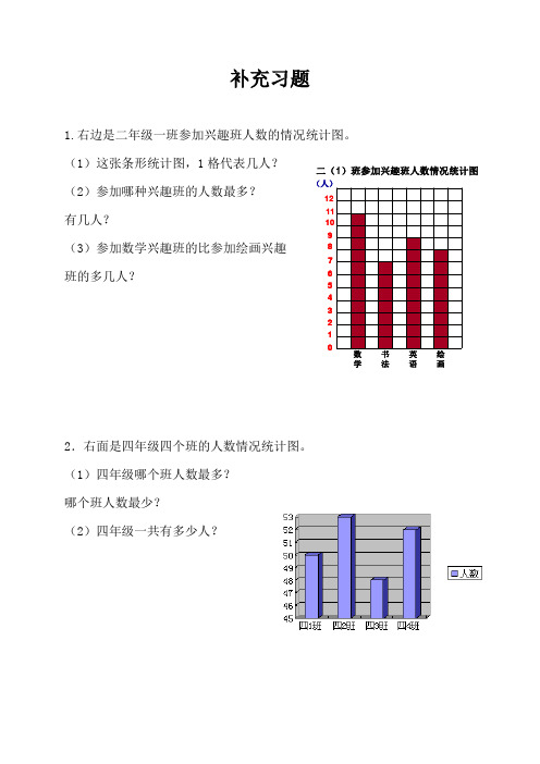 青岛版四年级数学上册《条形统计图》信息窗1补充练习