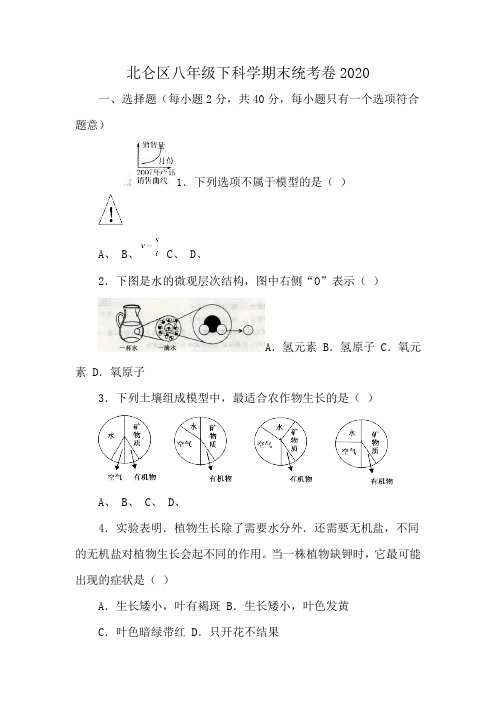 北仑区八年级下科学期末统考卷2020