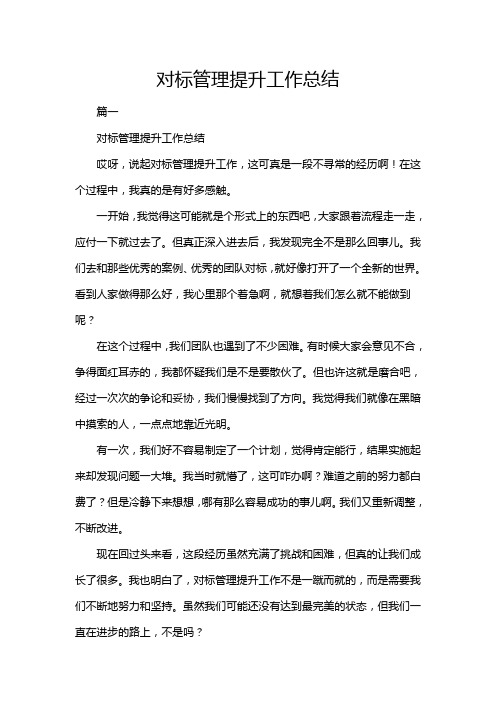 对标管理提升工作总结