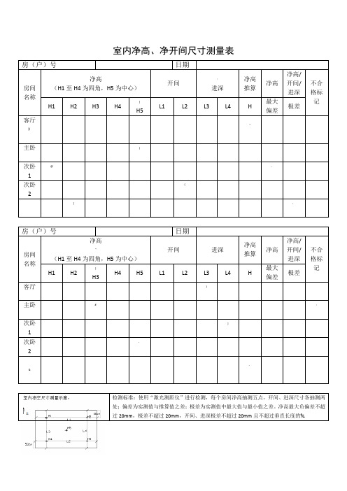 (新)室内净高、净开间尺寸测量表