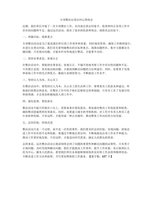 专项整治自查自纠心得体会