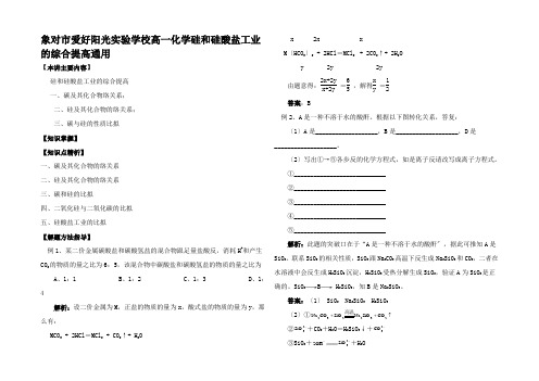 高一化学硅和硅酸盐工业的综合提高2