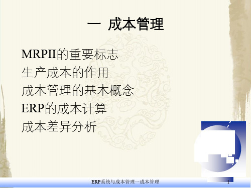 ERP系统与成本管理一成本管理