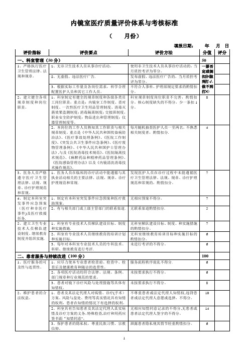 内镜室医疗质量评价体系与考核标准