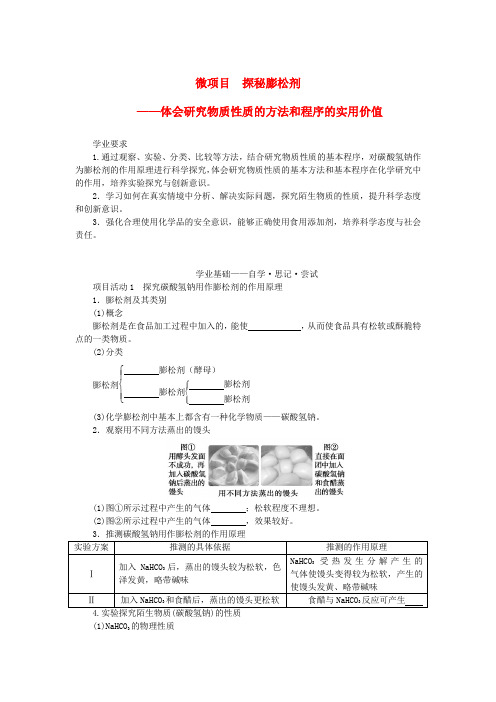 2023_2024学年新教材高中化学微项目探秘膨松剂01学生用书鲁科版必修第一册