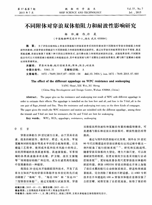 不同附体对穿浪双体船阻力和耐波性影响研究