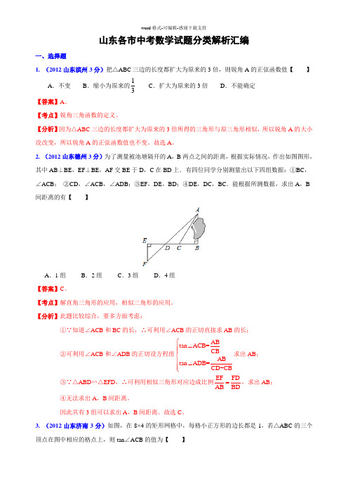 山东省各市中考数学分类解析：三角形