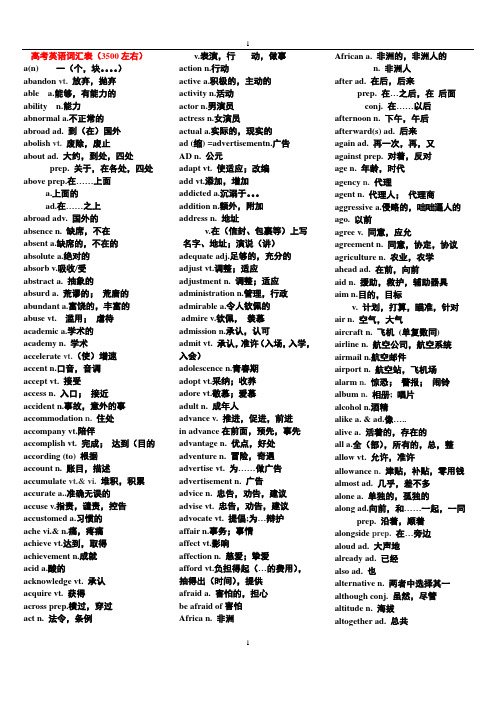 高考词汇表_-3500词