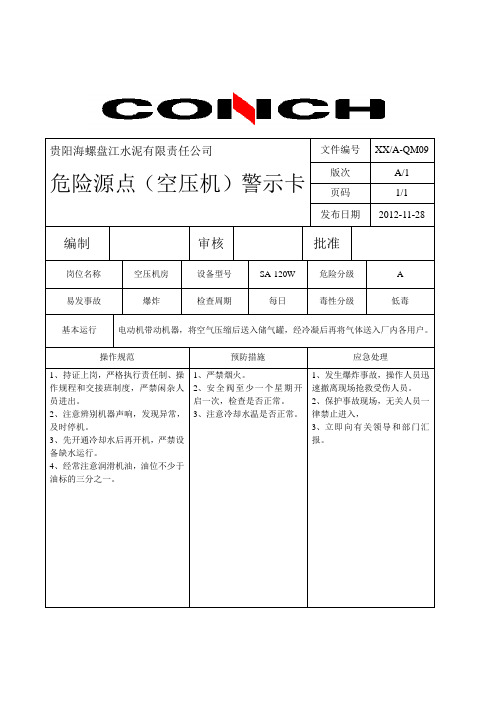 空压机危险源标志