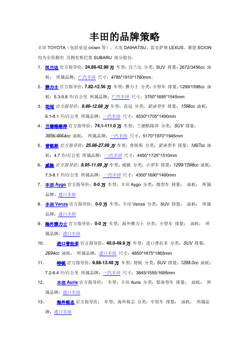 丰田汽车品牌策略分析