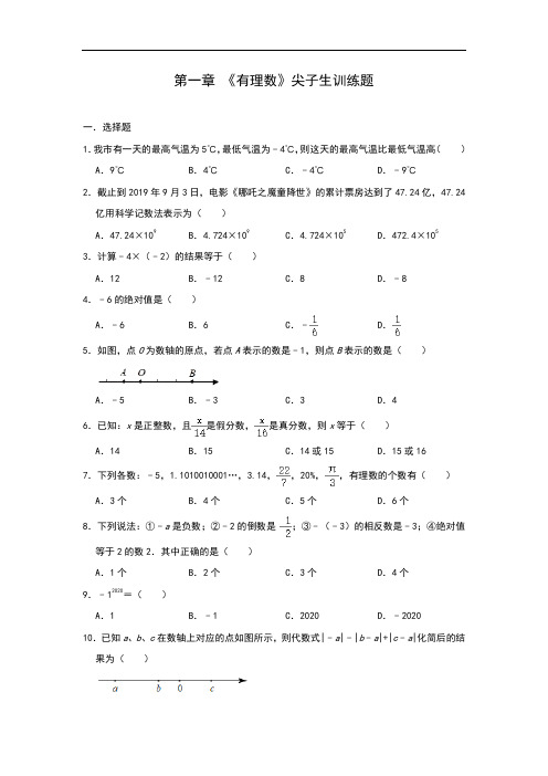 人教版七年级数学上册第一章 《有理数》尖子生训练题