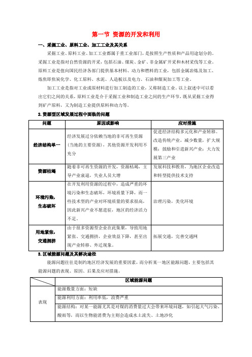 2019高考地理复习区域资源能源的开发和利用第一节资源的开发和利用学案新人教版