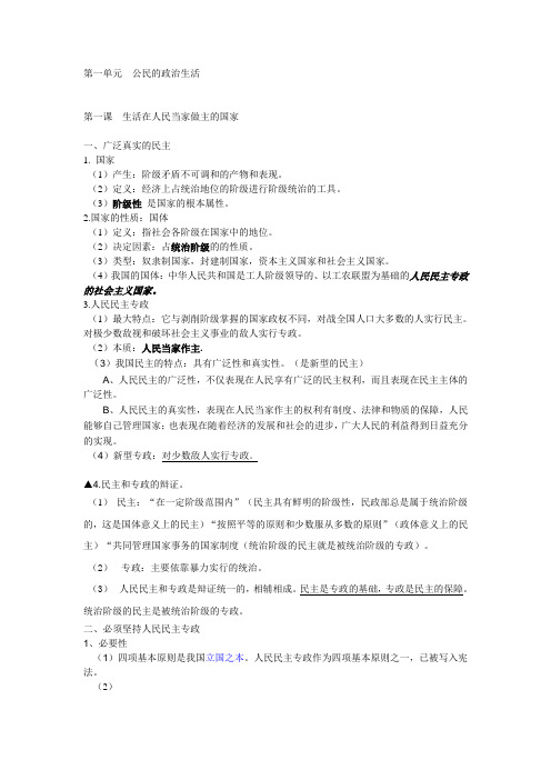 必修二政治提纲