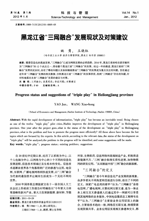 黑龙江省“三网融合”发展现状及对策建议