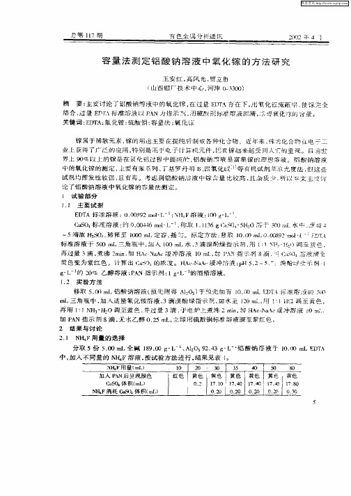 容量法测定铝酸钠溶液中氧化镓的方法研究