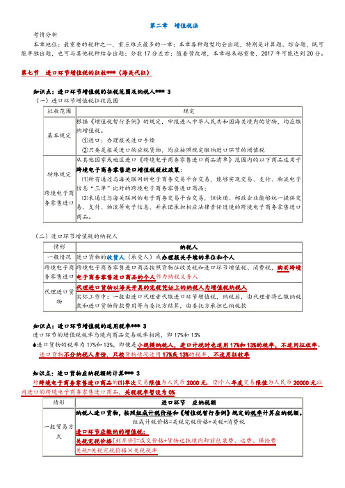 2017年注册会计师考试《税法》学习讲义_2章增值税7节进口环节增值税的征收