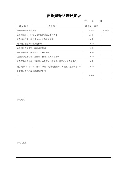 设备完好状态评定表