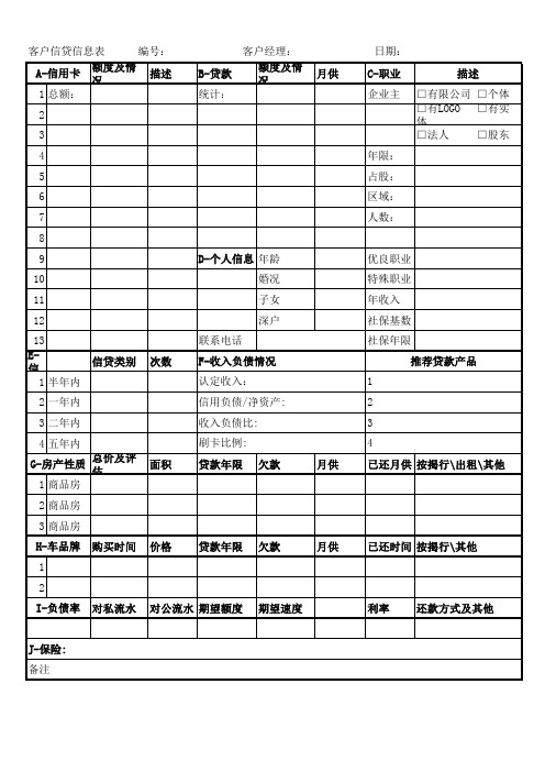 客户信贷信息登记表