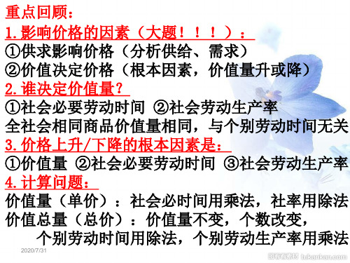 经济生活第二课 多变的价格 总结复习(1)