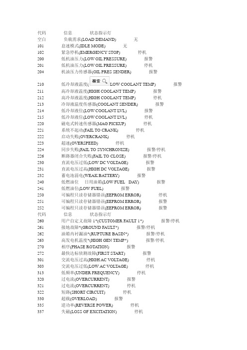 康明斯发电机报警