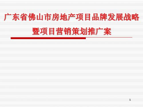 广东省佛山市房地产项目品牌发展战略暨项目营销策划推广案