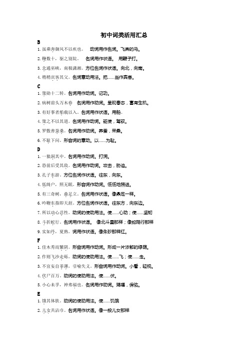 初中词类活用汇总