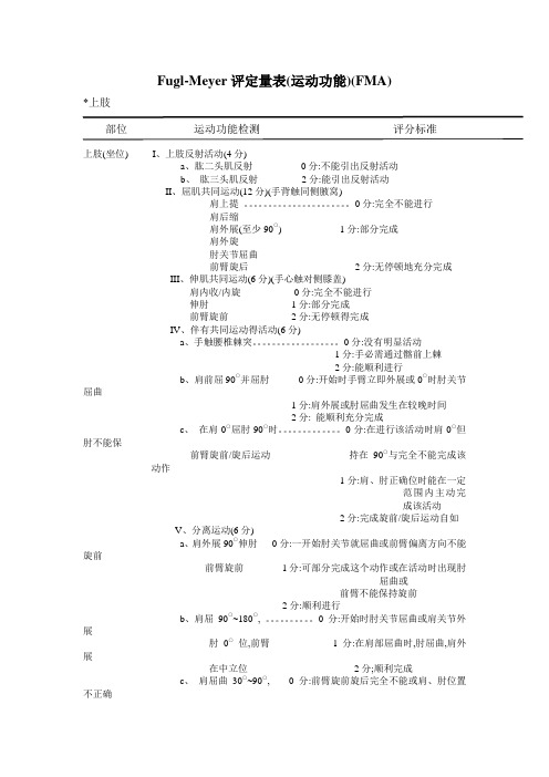 Fugl-Meyer评定量表