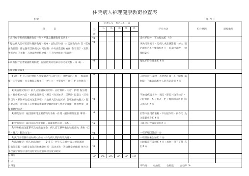 住院患者健康教育检查表