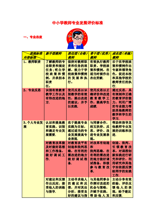 中小学教师专业发展评价标准