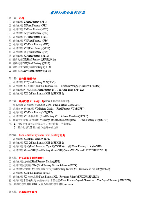 最终幻想全系列作品