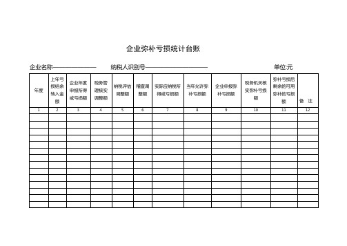 企业弥补亏损统计台账