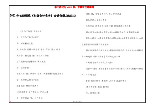 2021年初级职称《初级会计实务》会计分录总结(三)