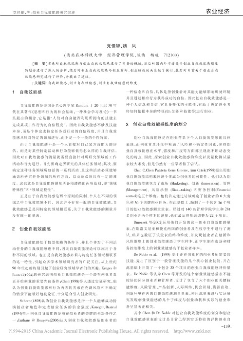 创业自我效能感研究综述_党佳娜