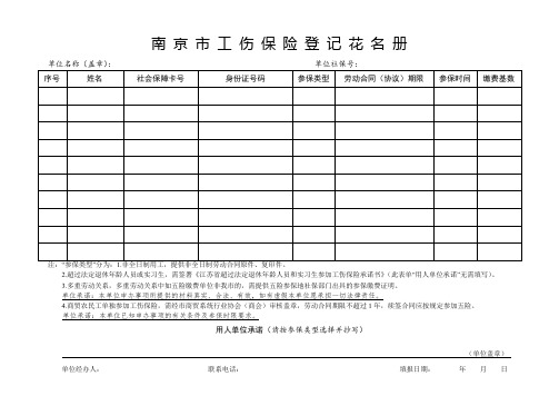 南京市工伤保险登记花名册