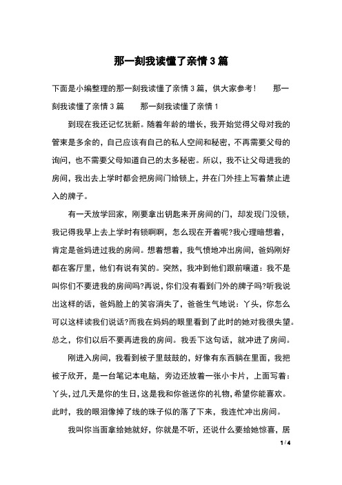 那一刻我读懂了亲情3篇