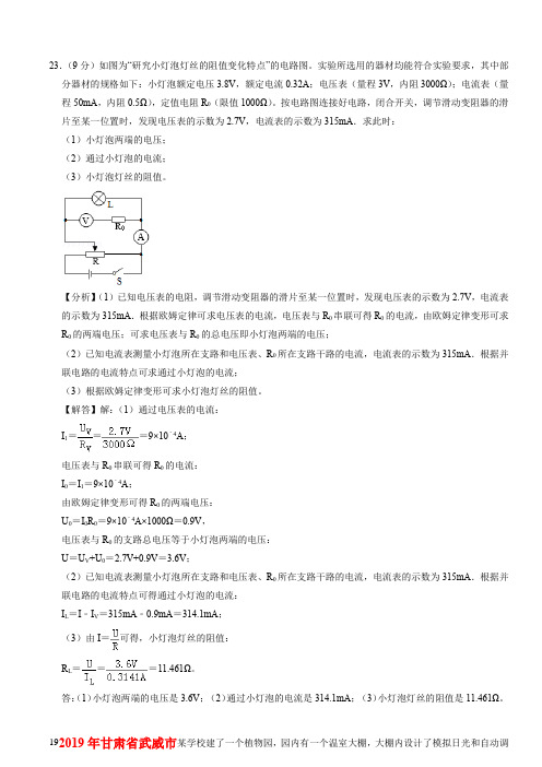 2019年中考电学大题1