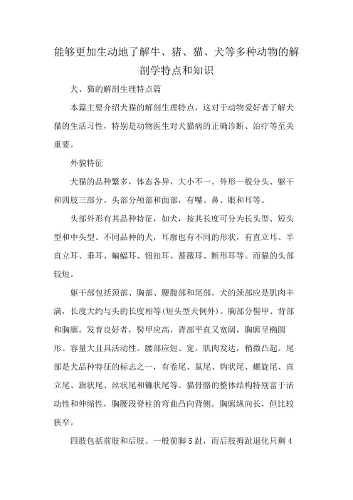 能够更加生动地了解牛、猪、猫、犬等多种动物的解剖学特点和知识