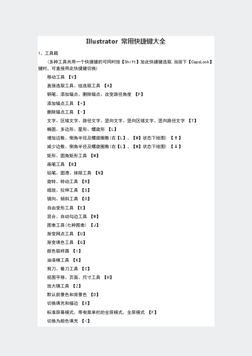 Illustrator常用快捷键大全