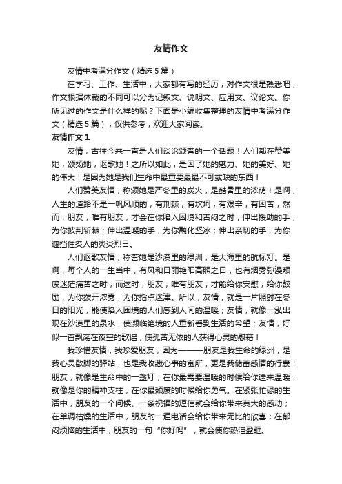 友情中考满分作文（精选5篇）