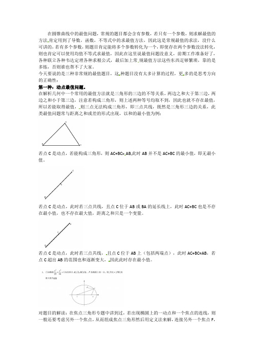 圆锥曲线中三种非常规的最值问题