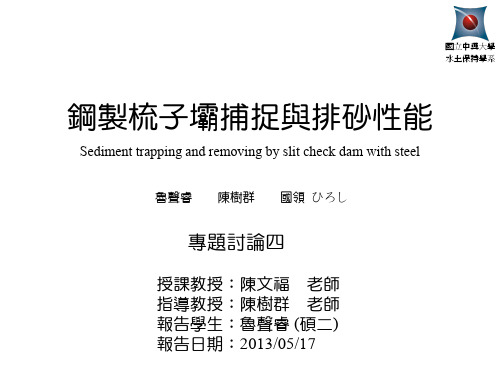 钢制梳子坝捕捉与排砂性能-国立中兴大学水土保持学系