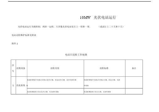 MW光伏电站运维记录范文表.doc